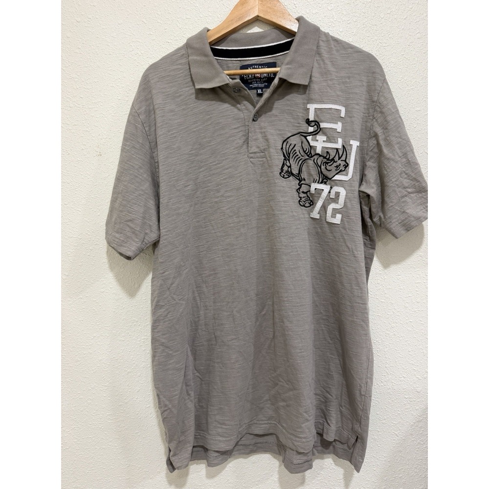 Ecko Unltd Polo Mens Size XL Gray Short Sleeve Y2K Streetwear Embroidered Logo